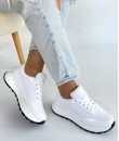 Edva Beyaz Cilt Bağcıklı Spor Ayakkabı