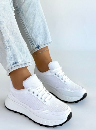 Edva Beyaz Cilt Bağcıklı Spor Ayakkabı