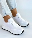 Edva Beyaz Cilt Bağcıklı Spor Ayakkabı