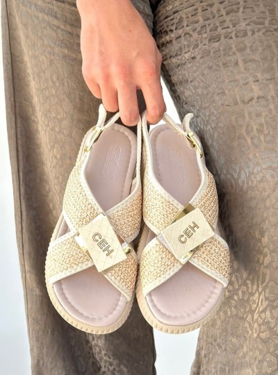 Cate Bej Hasır Cilt Sandalet