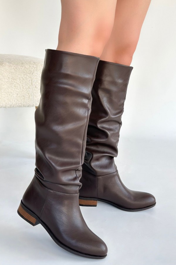 Winda Kahverengi Cilt Körüklü Çizme