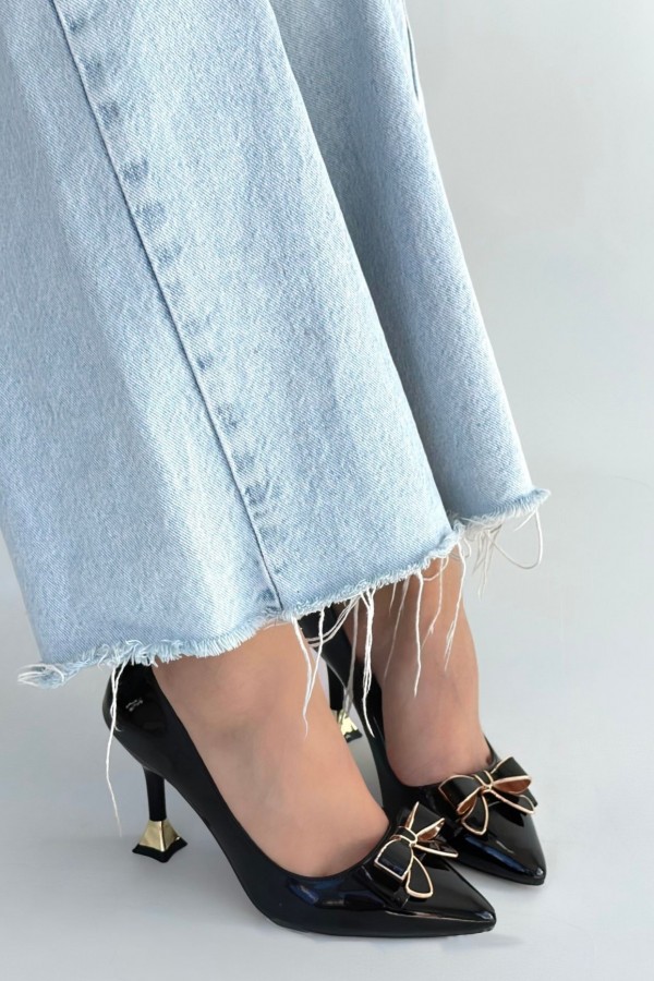 Coby Siyah Rugan Topuklu Ayakkabı