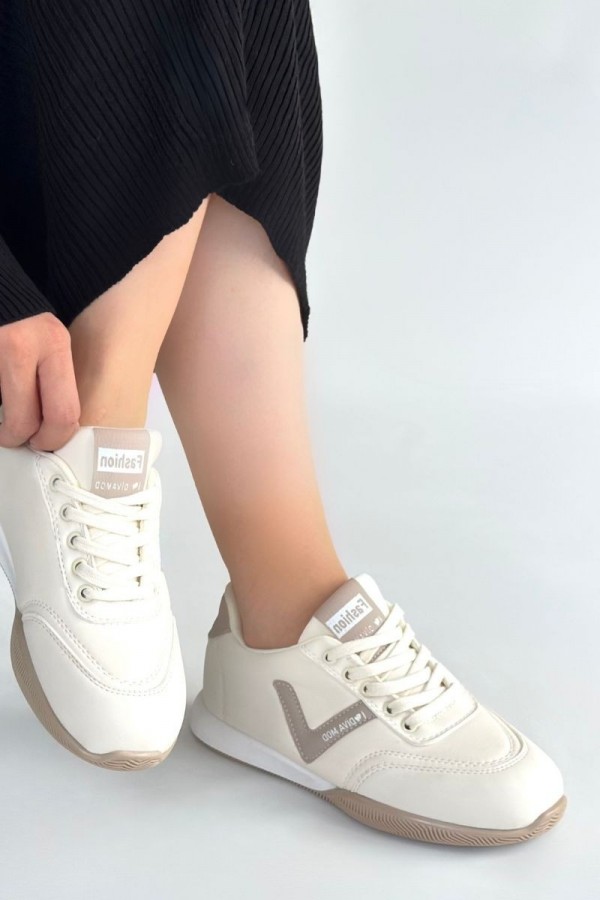 Jowen Bej Cilt Vizon Detaylı Bağcıklı Spor Ayakkabı