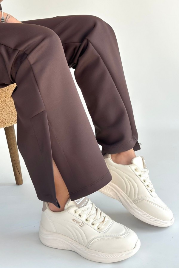 Yejja Bej Cilt Bağcıklı Spor Ayakkabı