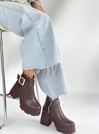 Pinma Kahverengi Cilt Topuklu Bot