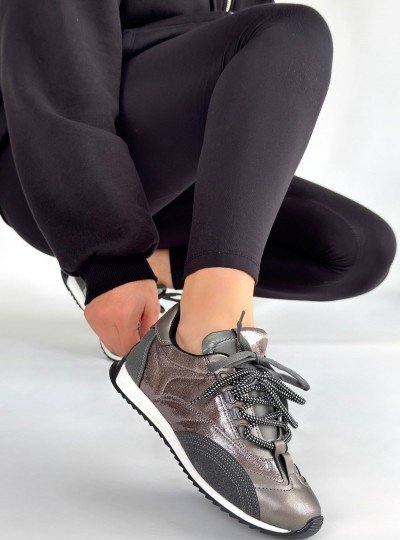 Ranu Platin Cilt Paraşüt Detaylı Bağcıklı Spor Ayakkabı